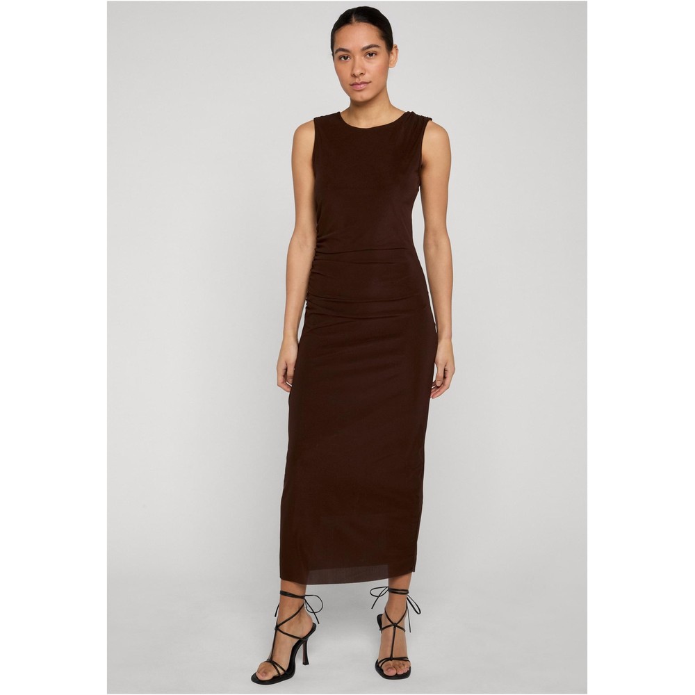 Urban Classics - Ruffled Mesh Lange jurk - Bruin